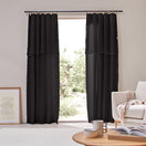 Cortina painel com barra bourdon sob medida em linho preto