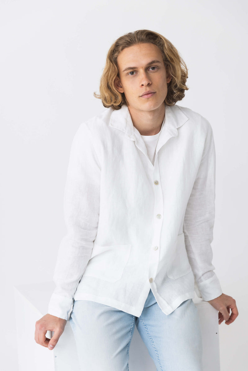 Chemise veste en lin blanc 9 