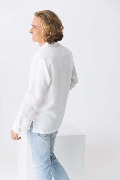 Chemise veste homme en 100 % lin blanc 9 #colour_blanc-optique