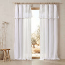 Cortinados com barra bourdon em linho lavado branco ôptico