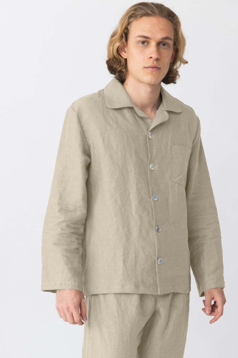 Veste de Pyjama homme en lin lavé Naturel
