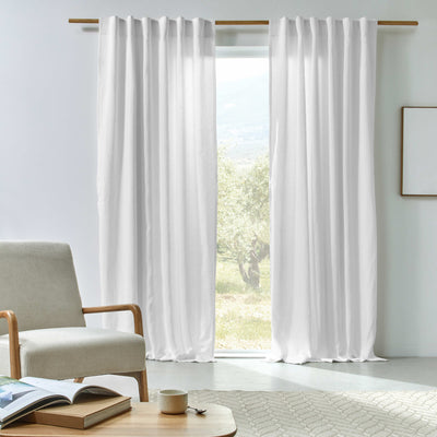 Rideau en lin doublé cotton Blanc Optique
