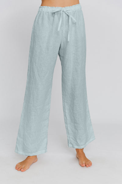 Pantalon de pyjama en lin lavé Bleu Glacier #colour_bleu-glacier
