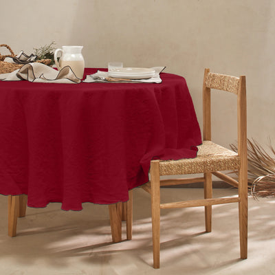 nappe ronde "bourdon" en lin sur mesure bordeaux