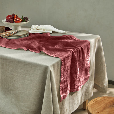chemin de table basique 100% Lin brique