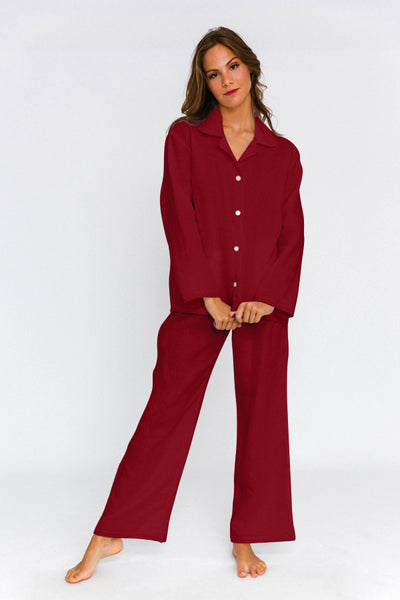 Pyjama en lin lavé femme Bordeaux #colour_bordeaux