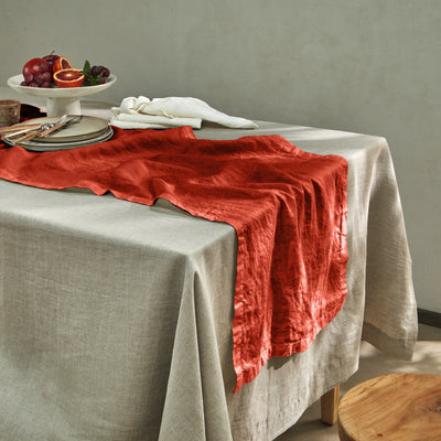 chemin de table basique 100% Lin corail