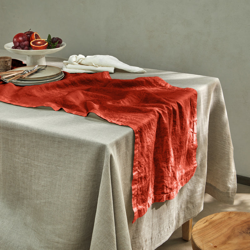 chemin de table basique 100% Lin corail