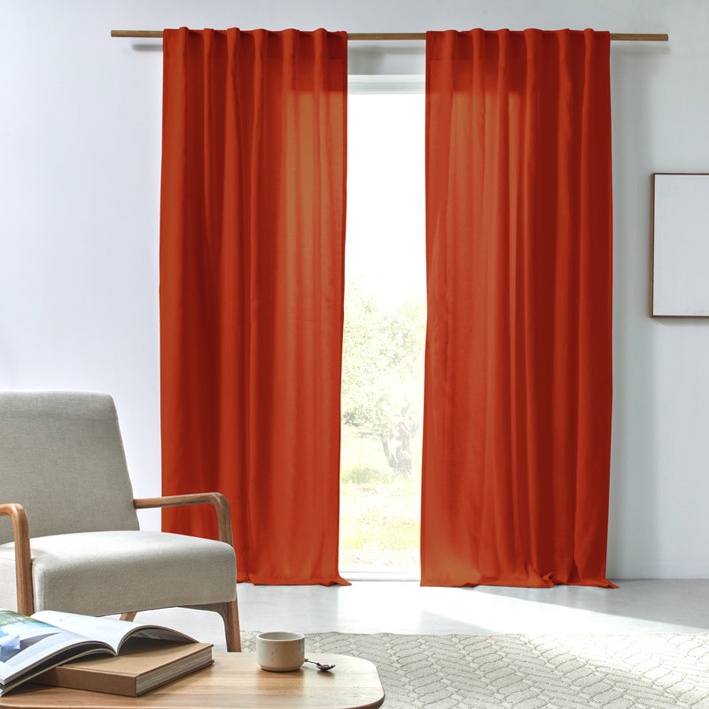 Rideau en lin drapé sur mesure Corail