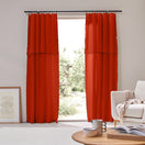 Cortina painel com barra bourdon sob medida em linho coral