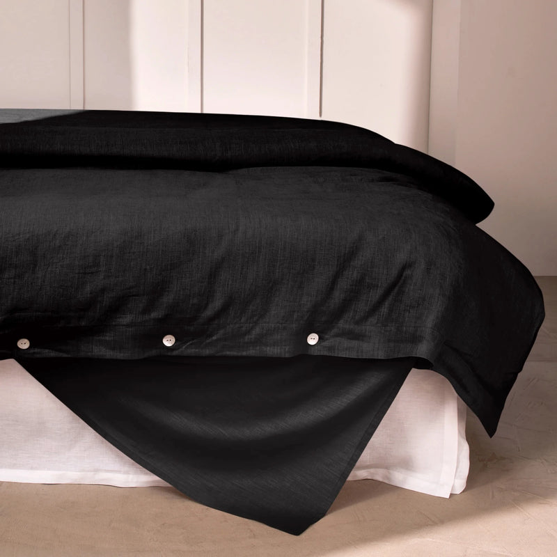 housse de couette 100%  lin naturel encre noire