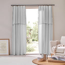 Cortina painel com barra bourdon em linho cinza mineral