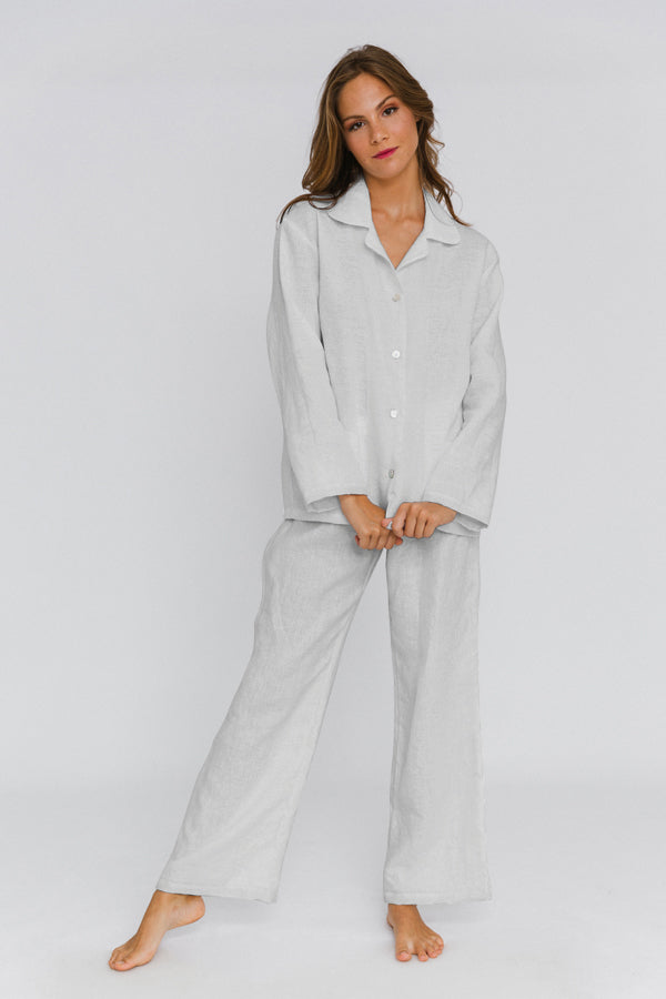 Pyjama en lin lavé femme Gris Minéral 