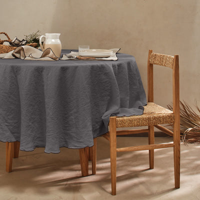 nappe ronde "bourdon" en lin sur mesure gris plomb