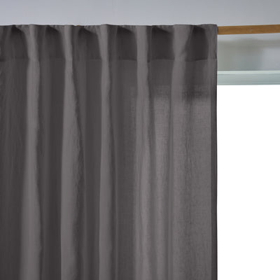 Rideau lin lavé non doublé sur mesure Gris Plomb