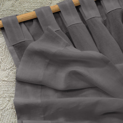 Rideau non doublé en lin sur mesure Gris Plomb à pattes cachées