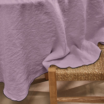 Nappe ronde point "Bourdon" en lin lilas