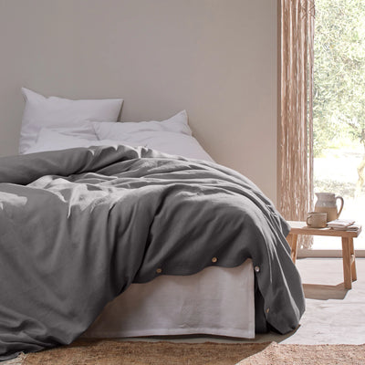 housse de couette 100% lin gris plomb