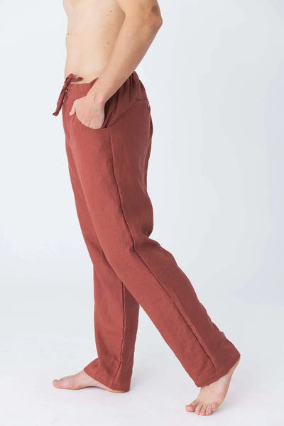 Pantalon en lin décontracté brique 8 #colour_brique