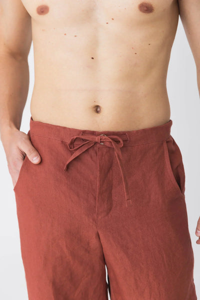 Pantalon en lin décontracté pour homme brique 8 #colour_brique