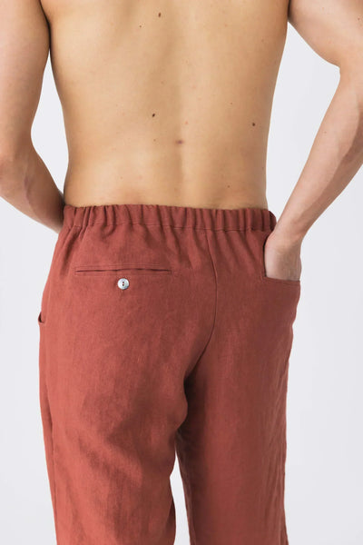 Pantalon décontracté en lin “Henrique” brique 12 #colour_brique