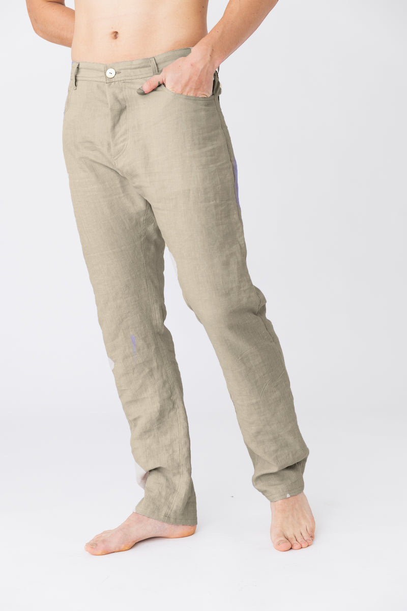Pantalon en lin, style Jeans “Flavio” naturel 