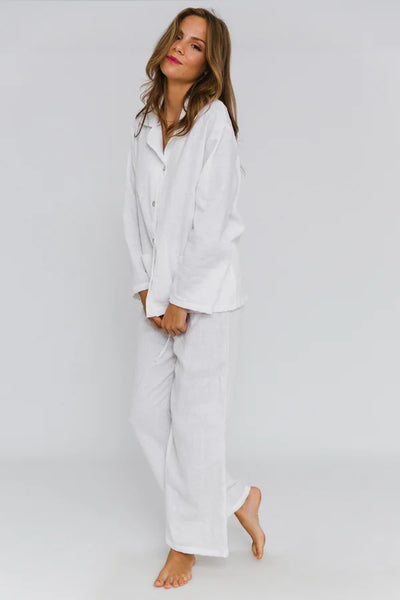 Pyjama femme en lin lavé « Malú » Blanc 5 #colour_blanc-optique