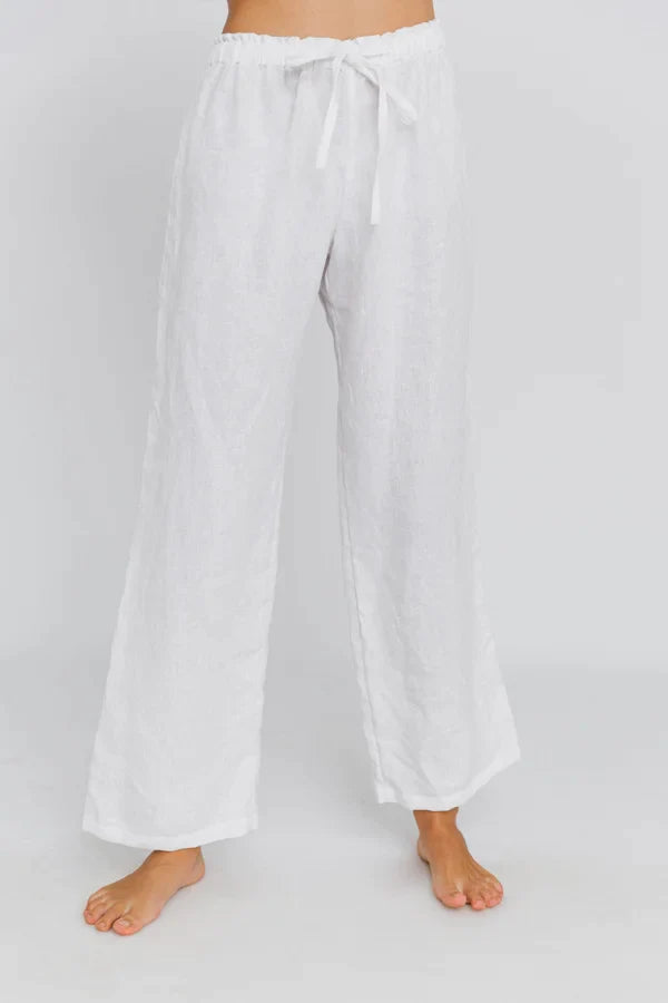 Pantalon de pyjama en lin lavé « Malú » Blanc Optique 11 