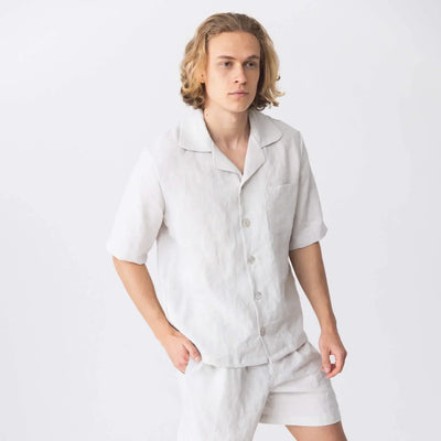 Veste pyjama en lin à manches courtes “Emanuel” Gris Minéral 6 #colour_gris-mineral