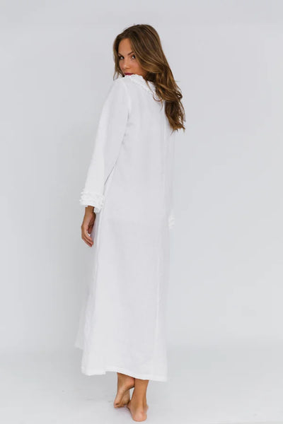 Longue Robe de nuit en lin lavé Blanc 2 #colour_blanc-optique