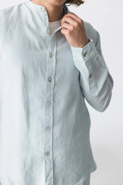 Chemise en lin doux col mao “Natanael” bleu-glacier 5 #colour_bleu-glacier