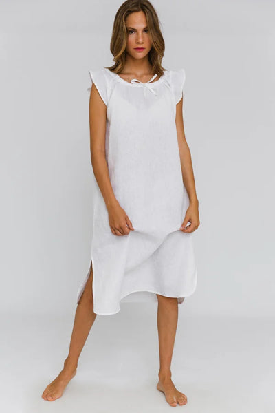 Robe de nuit « Rosa » en lin Blanc 12 #colour_blanc-optique