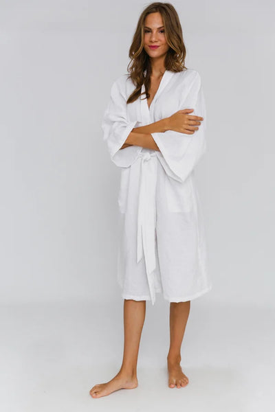 Peignoir long en lin style Kimono « Laís » Blanc 2 #colour_blanc-optique