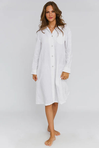 Chemise de nuit luxueuse en lin lavé Blanc Optique 6 #colour_blanc-optique