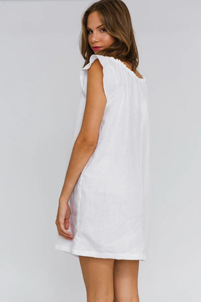 Chemise de nuit « Jane » en lin Blanc Optique 12 #colour_blanc-optique