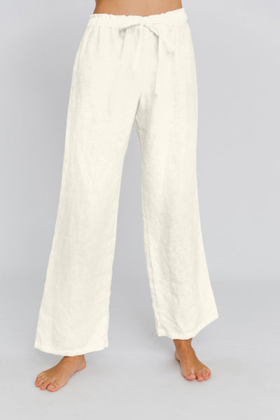 Pantalon de pyjama en lin lavé Ivoire #colour_ivoire