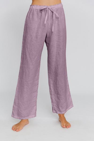 Pantalon de pyjama en lin lavé Lilas #colour_lilas
