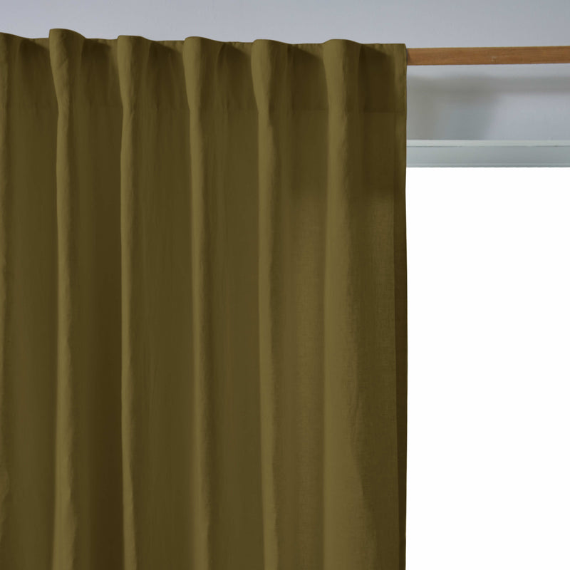 Rideau lin avec doublure cotton sur mesure Olive Verte