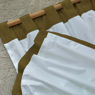 Rideau doublé en lin sur mesure Olive Verte à pattes cachées