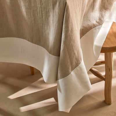 Nappe bicolore en lin lavé naturel