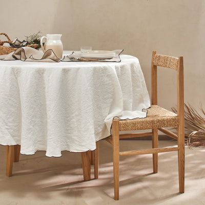 nappe ronde "bourdon" en lin sur mesure ivoire