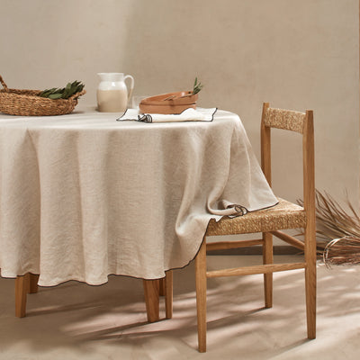 nappe ronde "bourdon" en lin sur mesure naturel