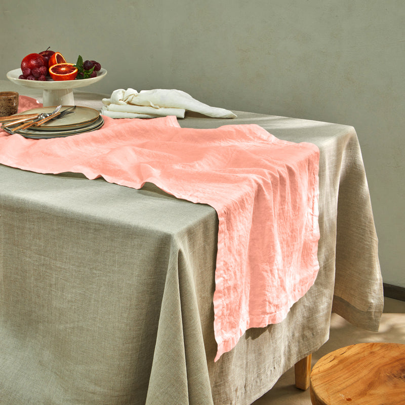 chemin de table basique 100% Lin rose