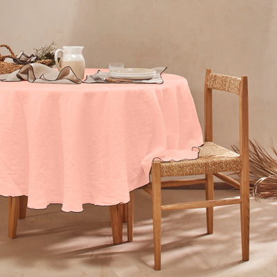 nappe ronde "bourdon" en lin sur mesure rose