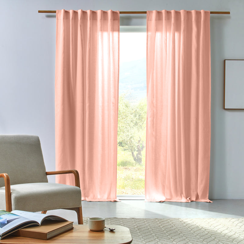 Rideau en lin drapé sur mesure Rose