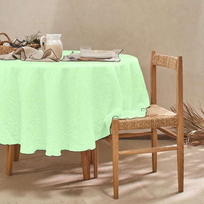 Nappe ronde en lin lavé "Bourdon" vert menthe