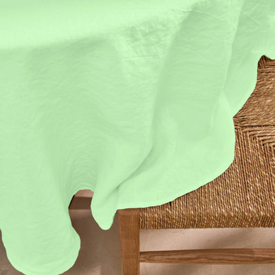 Nappe basique ronde en lin vert menthe