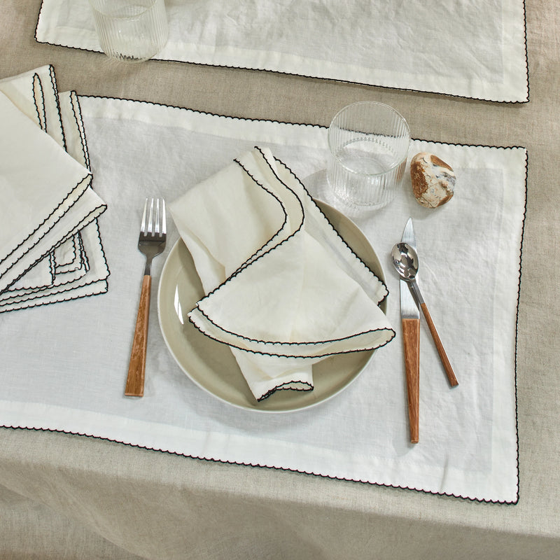 sets de table crochetés en lin ivoire