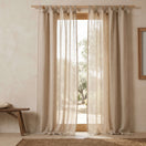 Cortinados sob medida em linho lavado bege natural