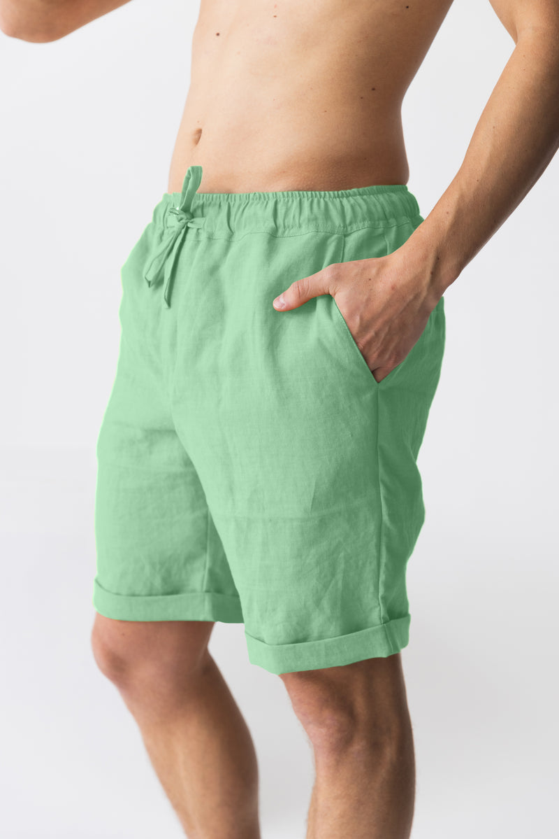 Short décontracté en lin Vert Menthe 